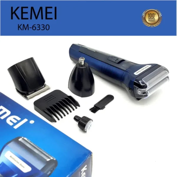 Kemei Km-6330 – 3 In 1 Professional Hair Trimmer Nose Beard Trimmer Safe | Rechargable Hair Remover MM WONDERS